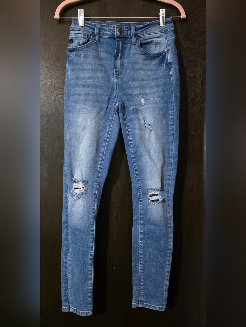 💢4For$20 KanCan Light Blue Distressed Destroyed Stretch Skinny Jeans Jr Sz 5/26